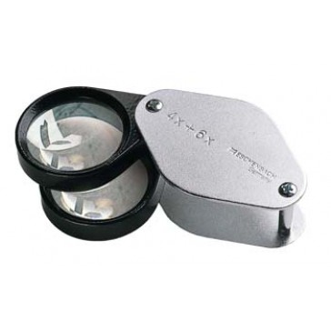 72070 - Metal Precision Folding Magnifier - 4X+6X=10X Magnification - 30 mm  Lens - Biconvex